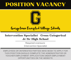 Position Vacancy: HS Intervention Specialist - Cross Categorical