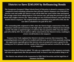 District to Save $240,000 by Refinancing Bonds