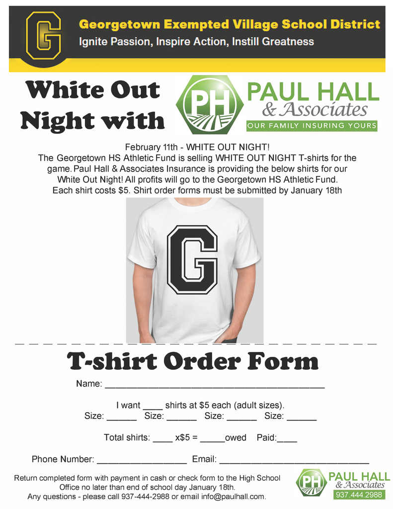 White Out T-Shirt orders DUE this Thursday
